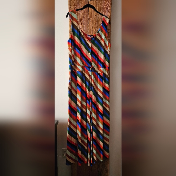 NWT TOMCSANYI ZIRC sleeveless stripe wide leg jumpsuit sz L sustainable Budapest - Picture 4 of 15